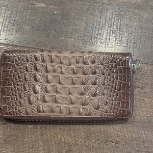 Brahmin Brown Croc-Embossed Wallet